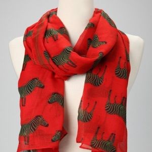 Red Zebra Print Scarf